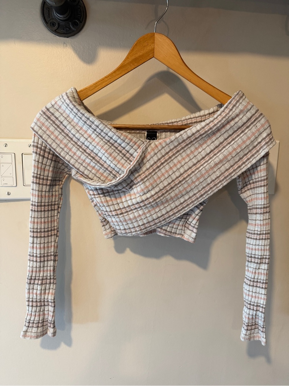 Windsor Cream Top with Pink & Gray Stripes